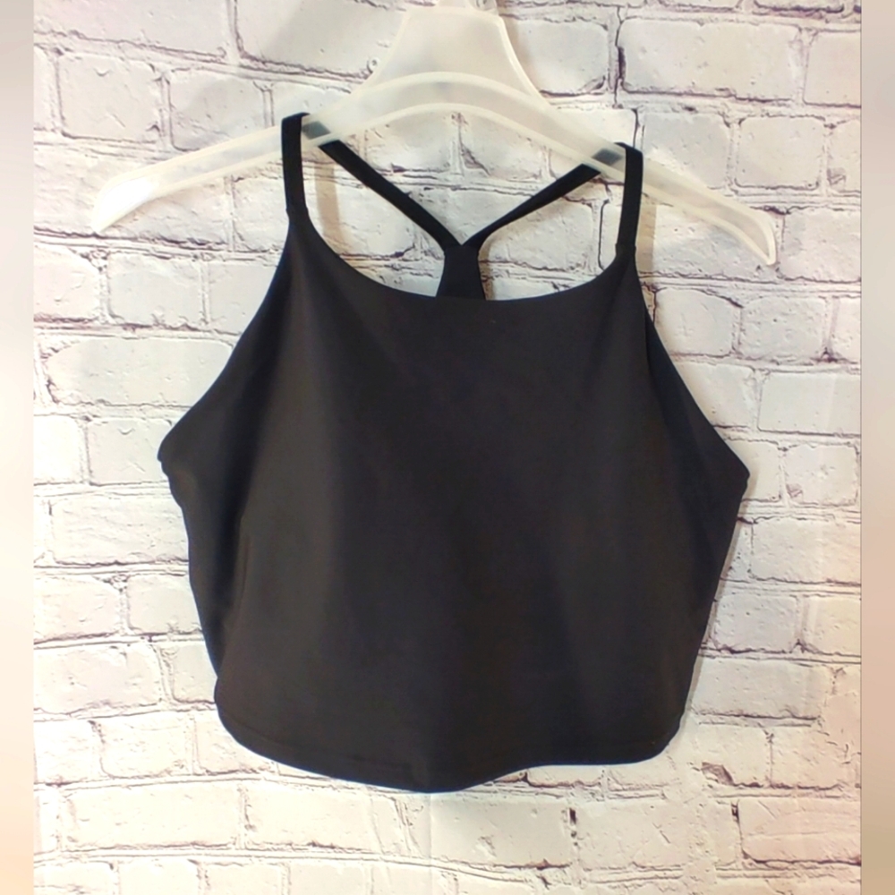 Old Navy Active Black Powersoft Built in Bra Wire Free Crop Tank Bra 2X